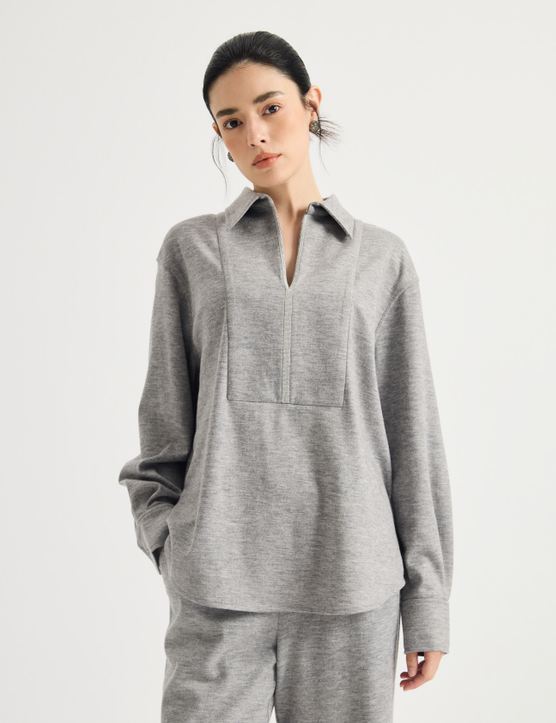 Wool-blend half-zip pullover