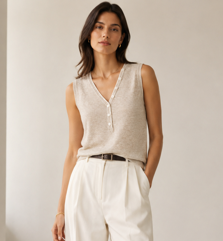 Sleeveless V-neck knit vest
