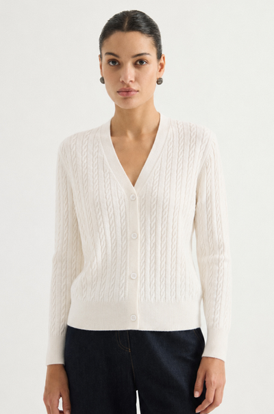 Textured v-neck knit cardigan | MZ62011