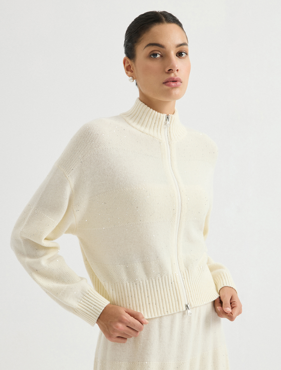 Ribbed zip cardigan