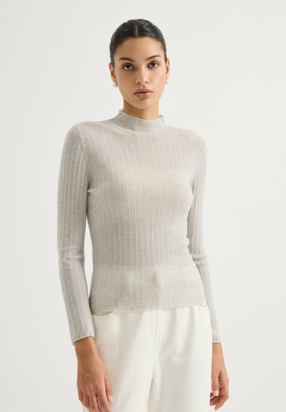 Ribbed crewneck knit sweater — BL3621732