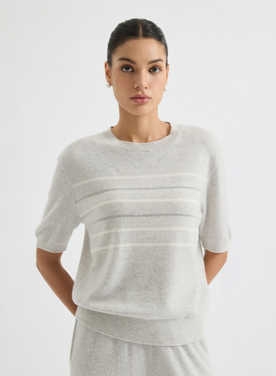 Short-sleeve textured knit top — BL3621839