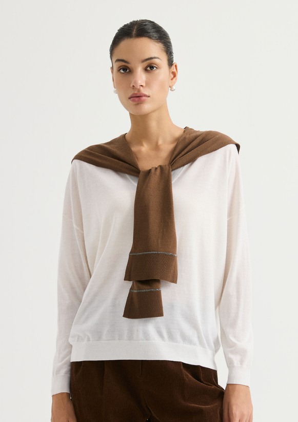 Tie-front knit shoulder scarf