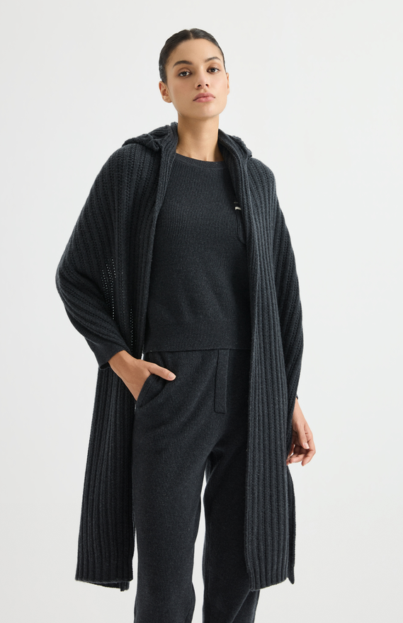 Long ribbed knit cardigan — BY4621743