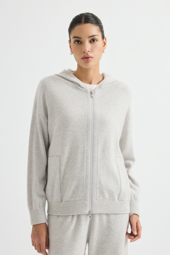 Zip-front knit hoodie — BY4621761