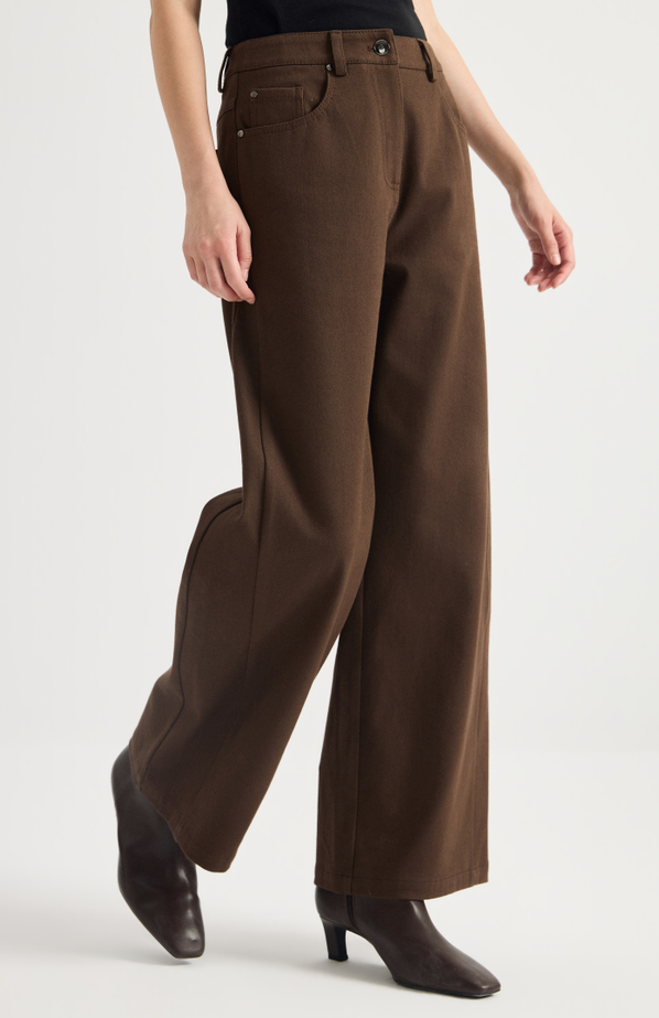 Cotton-blend wide-leg trousers
