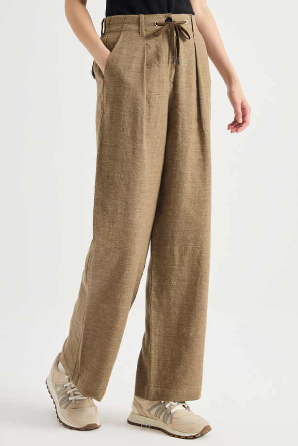 Tie-waist wide-leg trousers — KT9623990