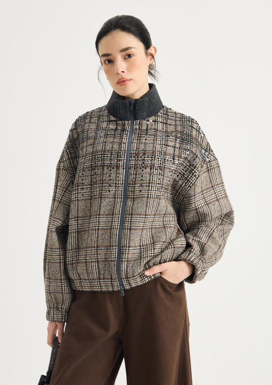 Checked zip-front jacket
