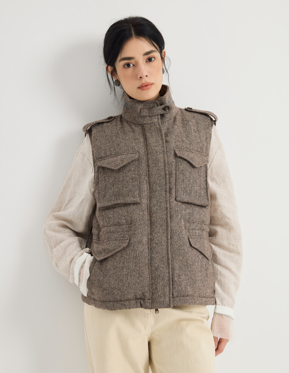 Stand-collar pocket vest — KX9523502