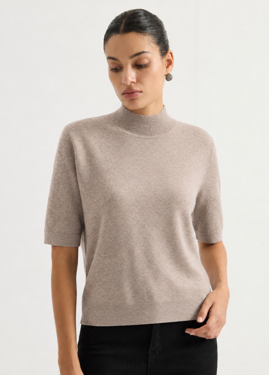 Short-sleeve high-neck knit top | MZ62005