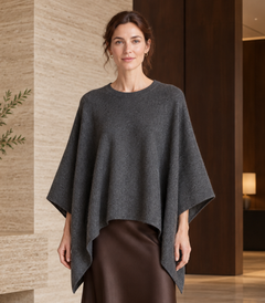 Asymmetric knit poncho | MZ62021