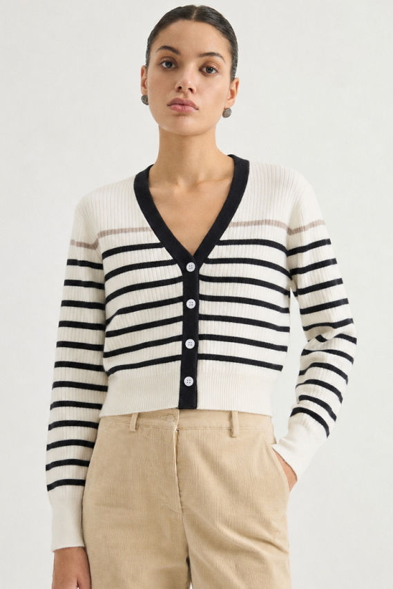 Striped V-neck cardigan — MZ62028