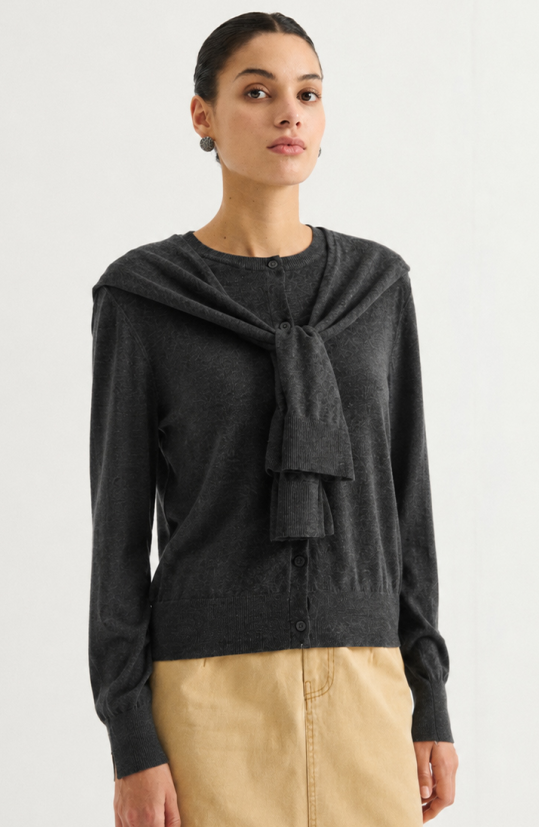 Scarf-detail knit sweater | MZ62030