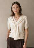 Tie-front short-sleeve knit top — MZ62082