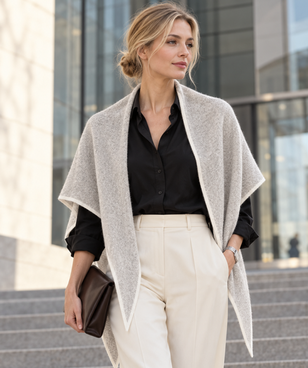 Open-front knit shawl | MZ62105