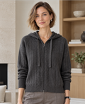 Ribbed zip-front knit hoodie — MZ62113