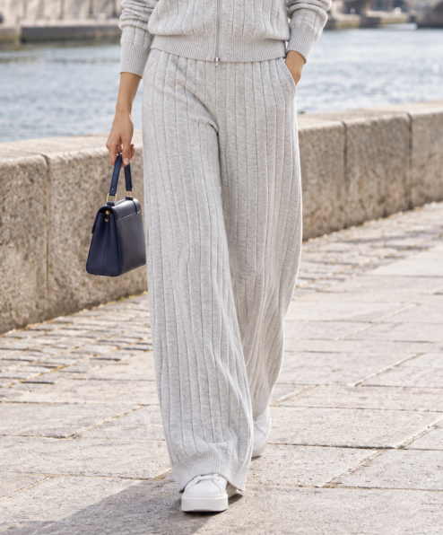 Ribbed wide-leg knit pants — MZ62114