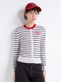 Striped wool crewneck cardigan | TH861025