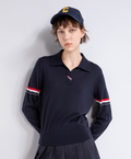 Contrast-sleeve wool polo sweater | TH861051