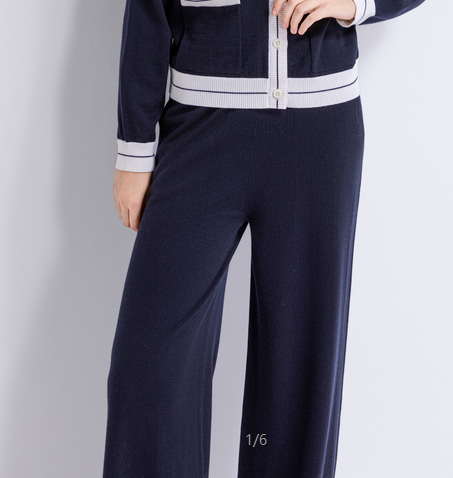 Wide-leg wool knit pants