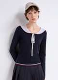 Tie-neck wool sweater | TH862097