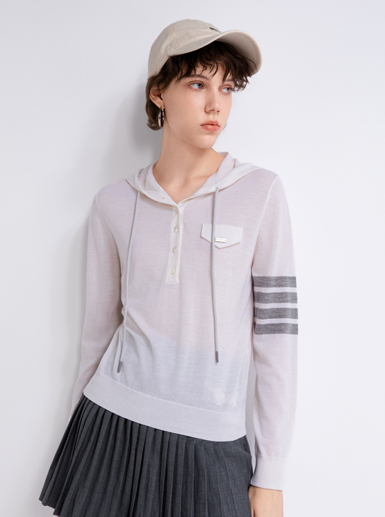 Half-zip knit hoodie