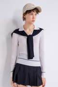 Scarf-detail knit sweater — TX862022