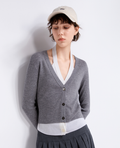 Contrast-trim V-neck cardigan — TX862048
