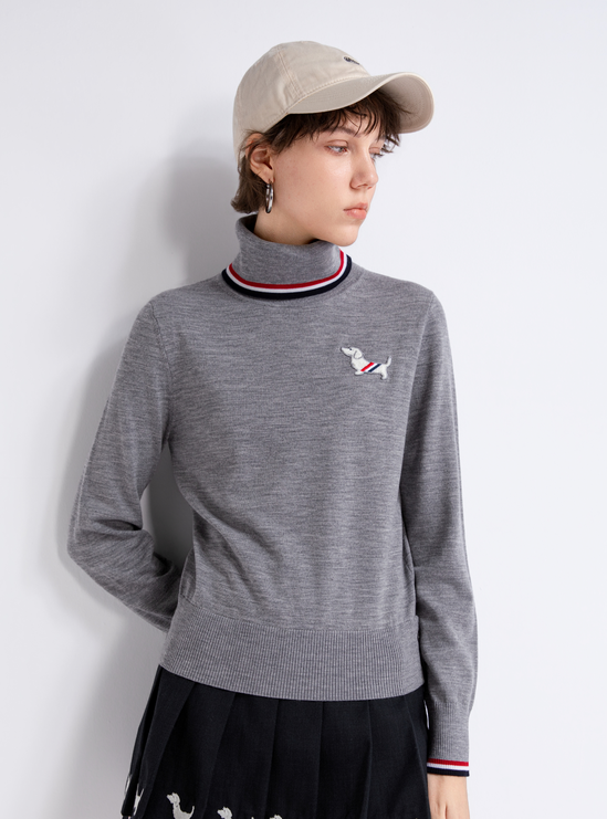 Contrast-trim turtleneck sweater