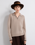 Open-collar knit sweater — TX862182