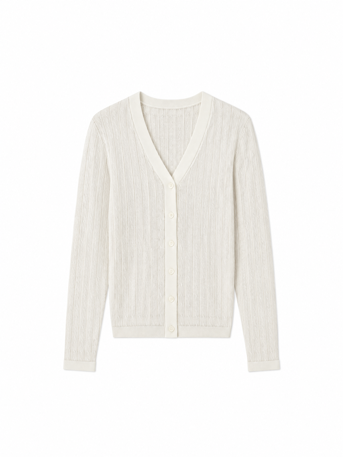 Ribbed wool-blend v-neck cardigan — Flat-lay view