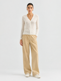 Ribbed wool-blend v-neck cardigan — Front view