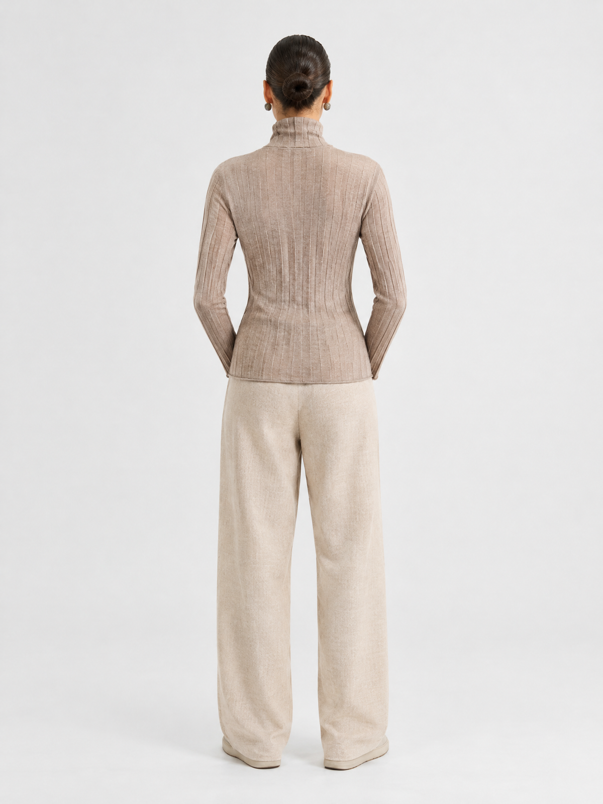 Ribbed wool-blend turtleneck sweater — Back view