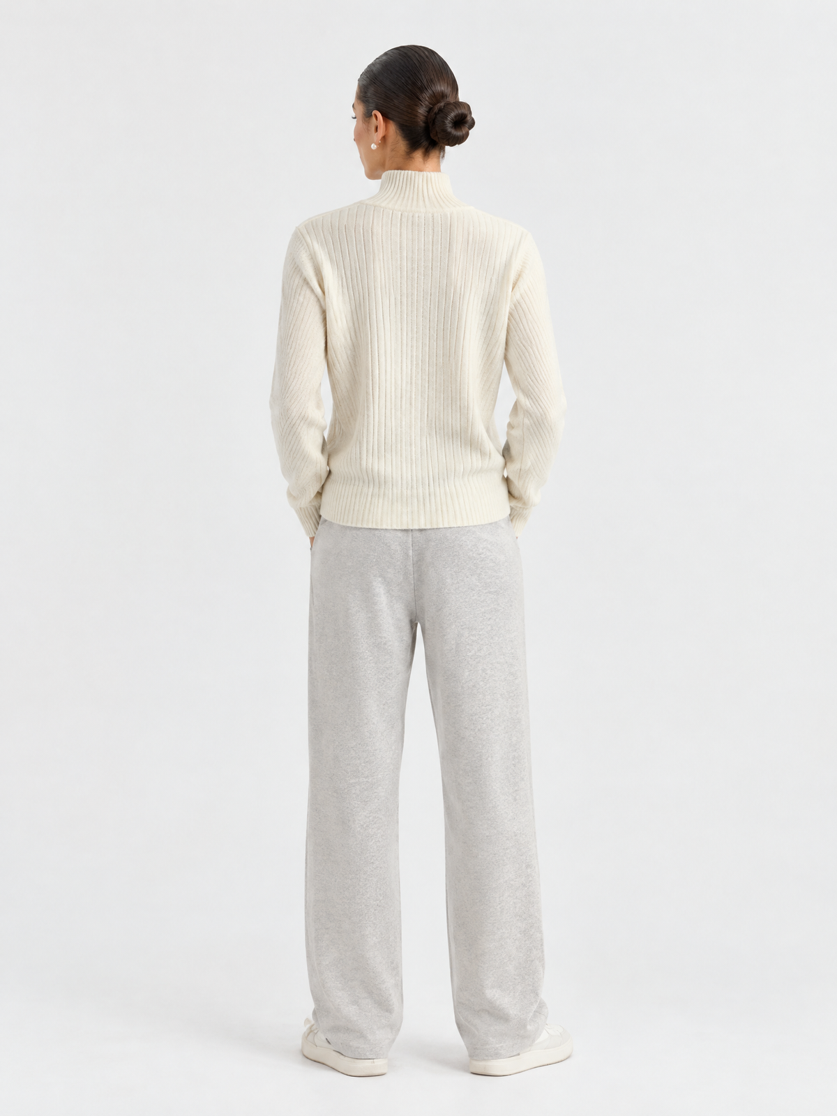 Ribbed wool-blend turtleneck sweater — Back view
