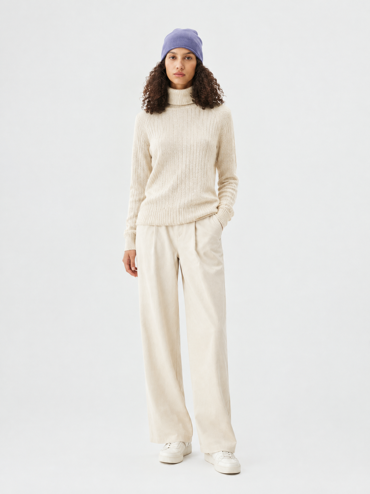 Ribbed wool-blend turtleneck sweater — Front view