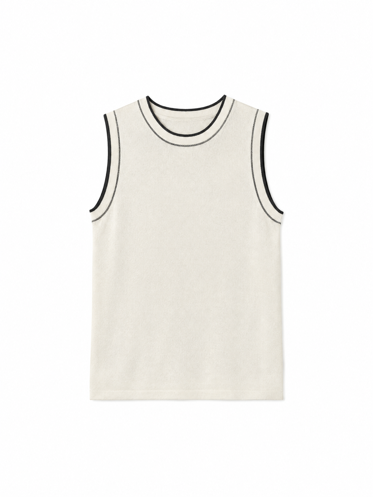 Contrast-trim cashmere-blend knit vest — Flat-lay view