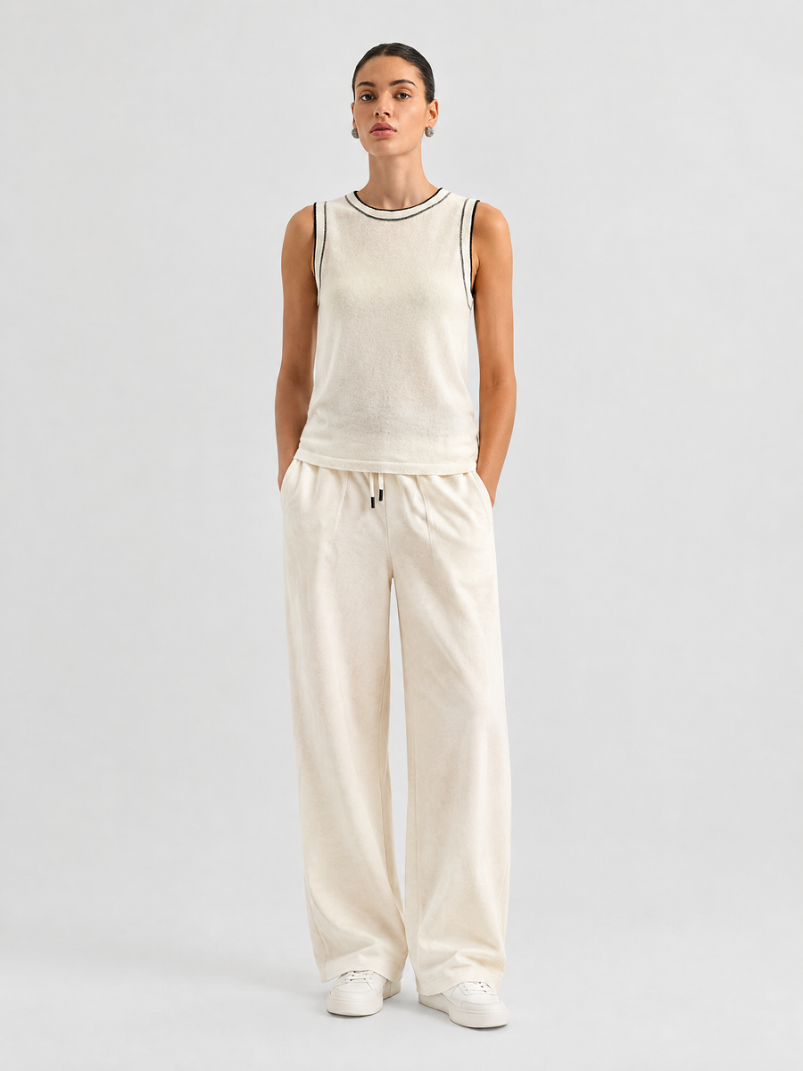 Contrast-trim cashmere-blend knit vest