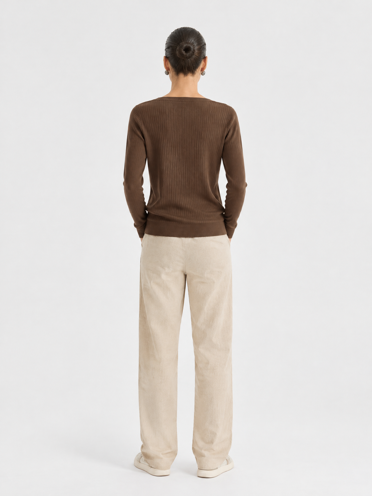 Wool crewneck sweater — Back view