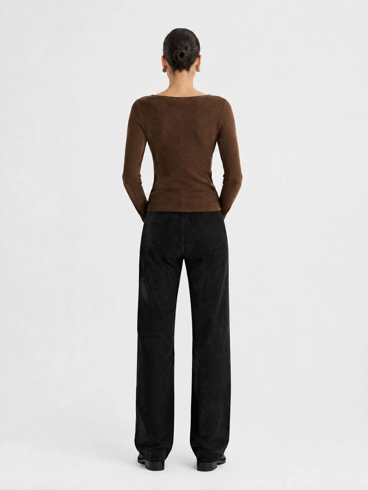 Wool crewneck sweater — Back view