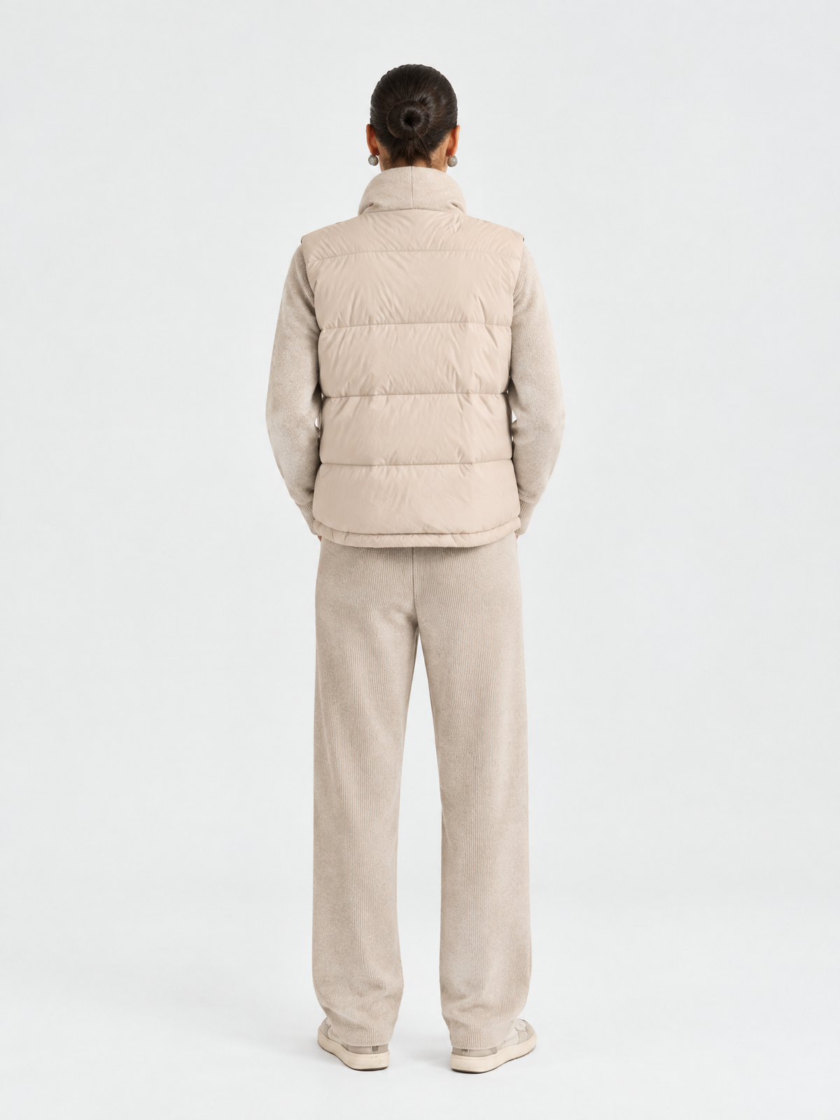 Wool-knit goose-down jacket — Back view