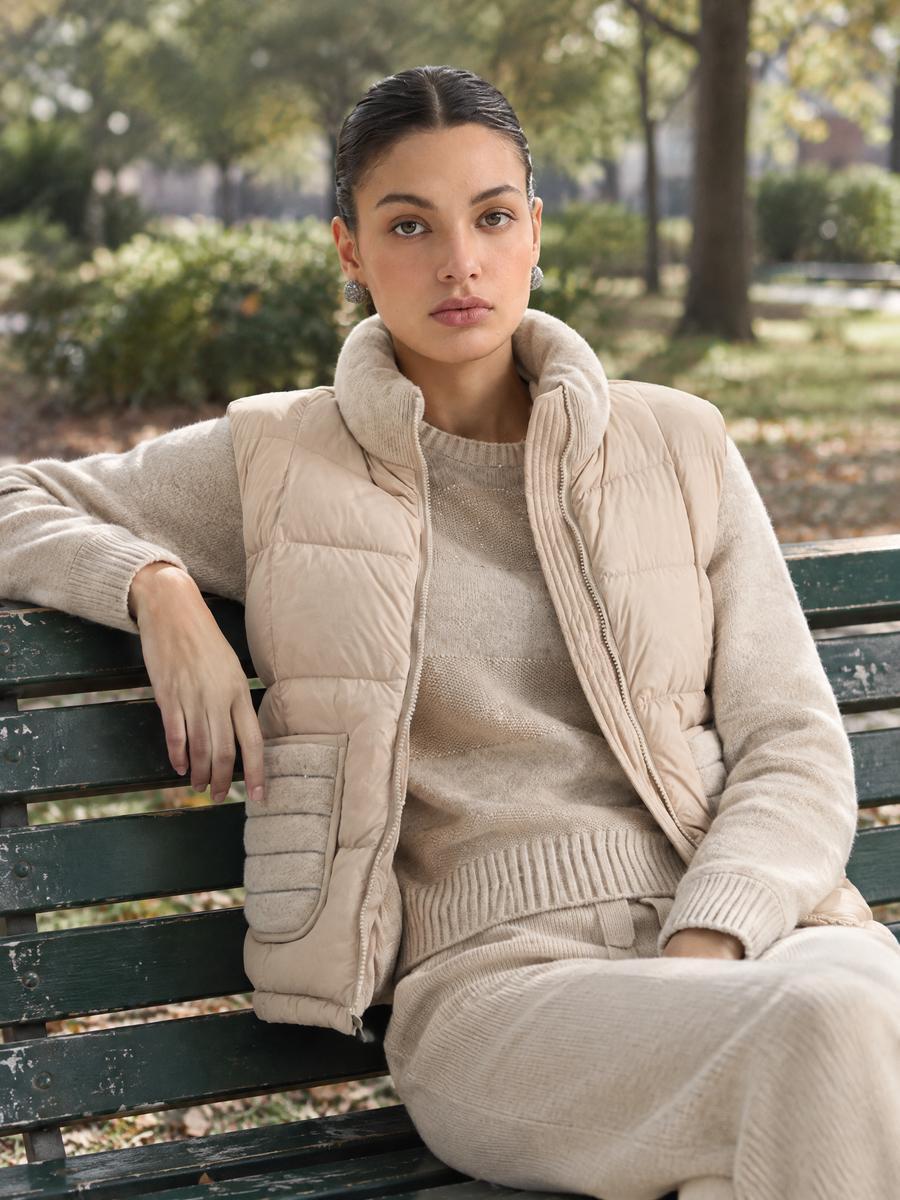 Wool-knit goose-down jacket