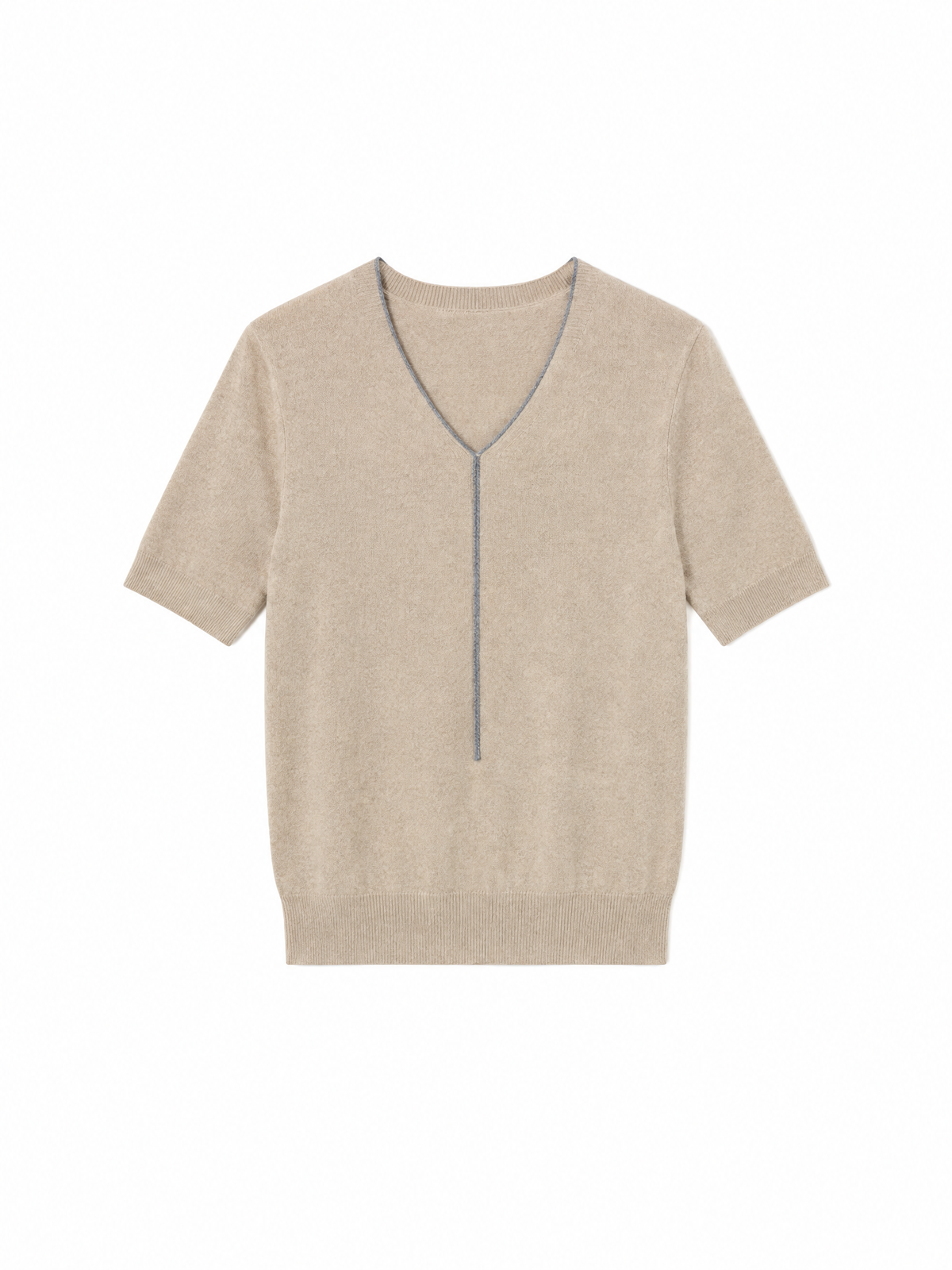 Short-sleeve half-zip cashmere top — Flat-lay view