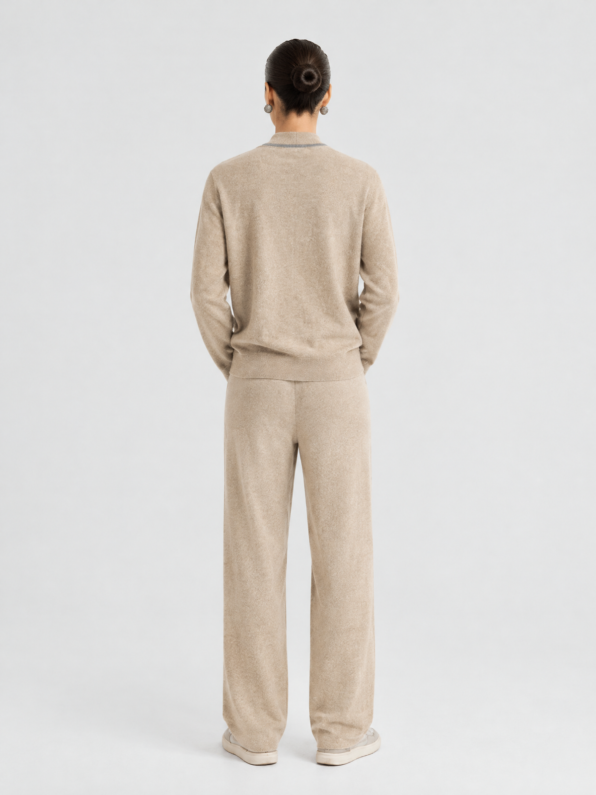 Cashmere zip cardigan — Back view