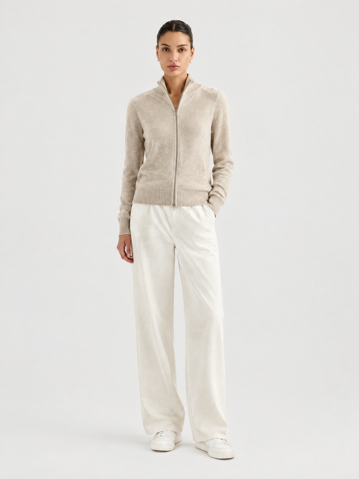 Cashmere zip cardigan — Front view
