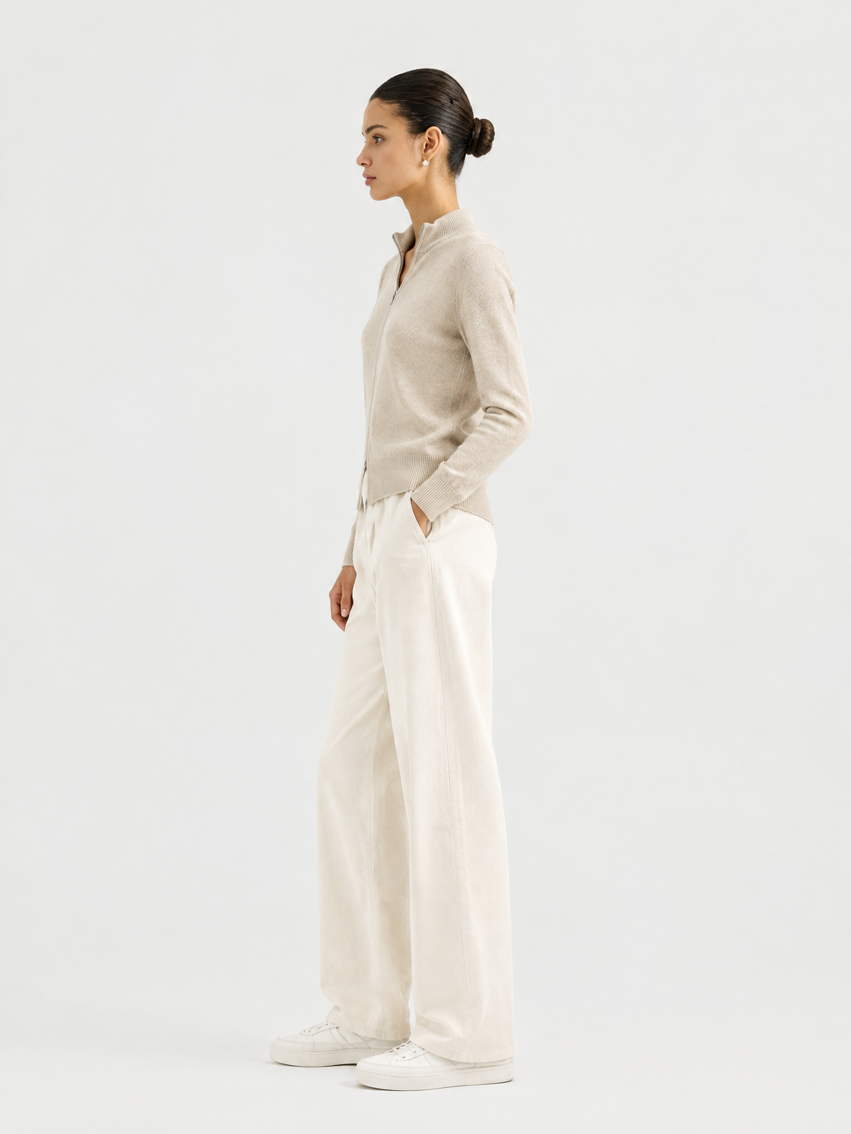 Cashmere zip cardigan — Side view