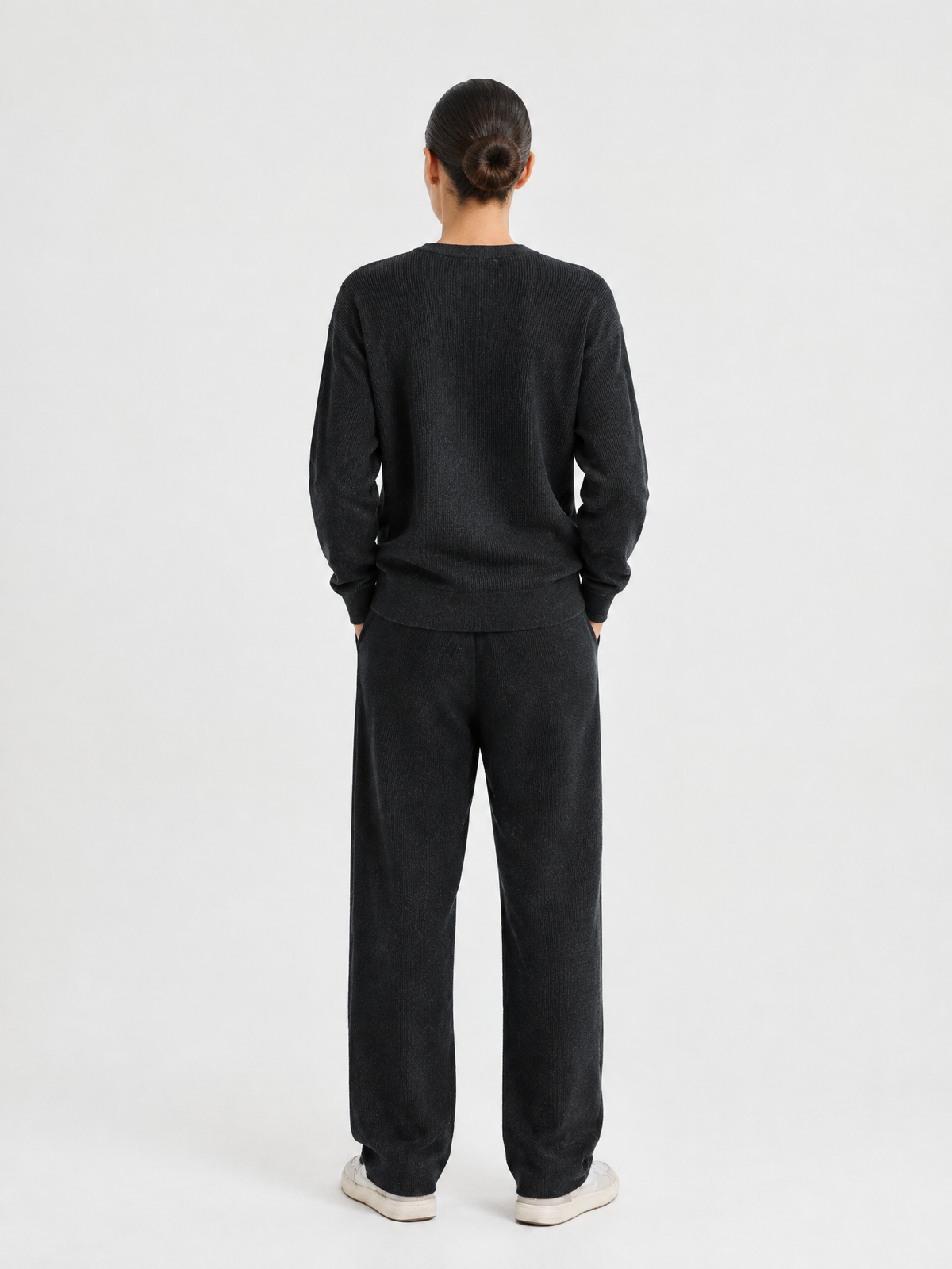 Pocket-detail crewneck sweater — Back view