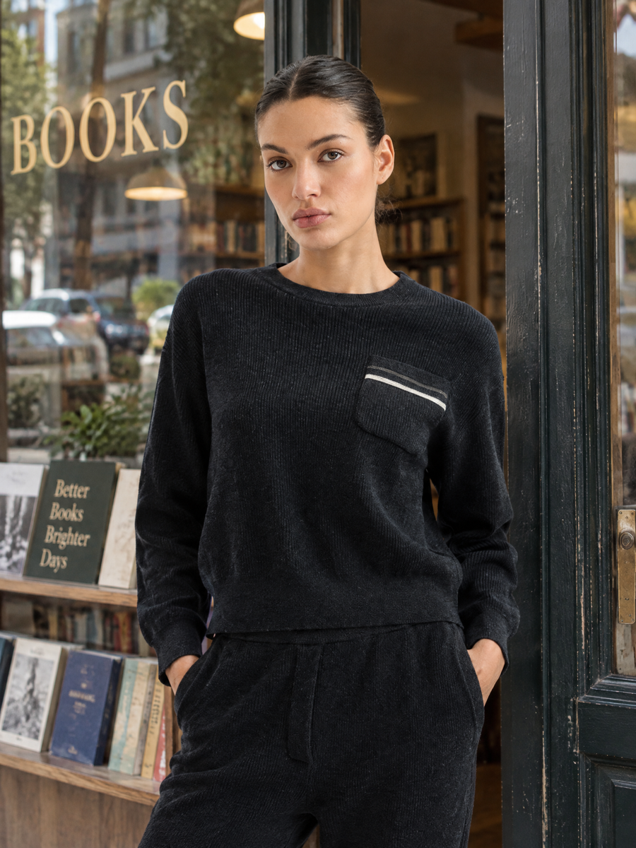 Pocket-detail crewneck sweater