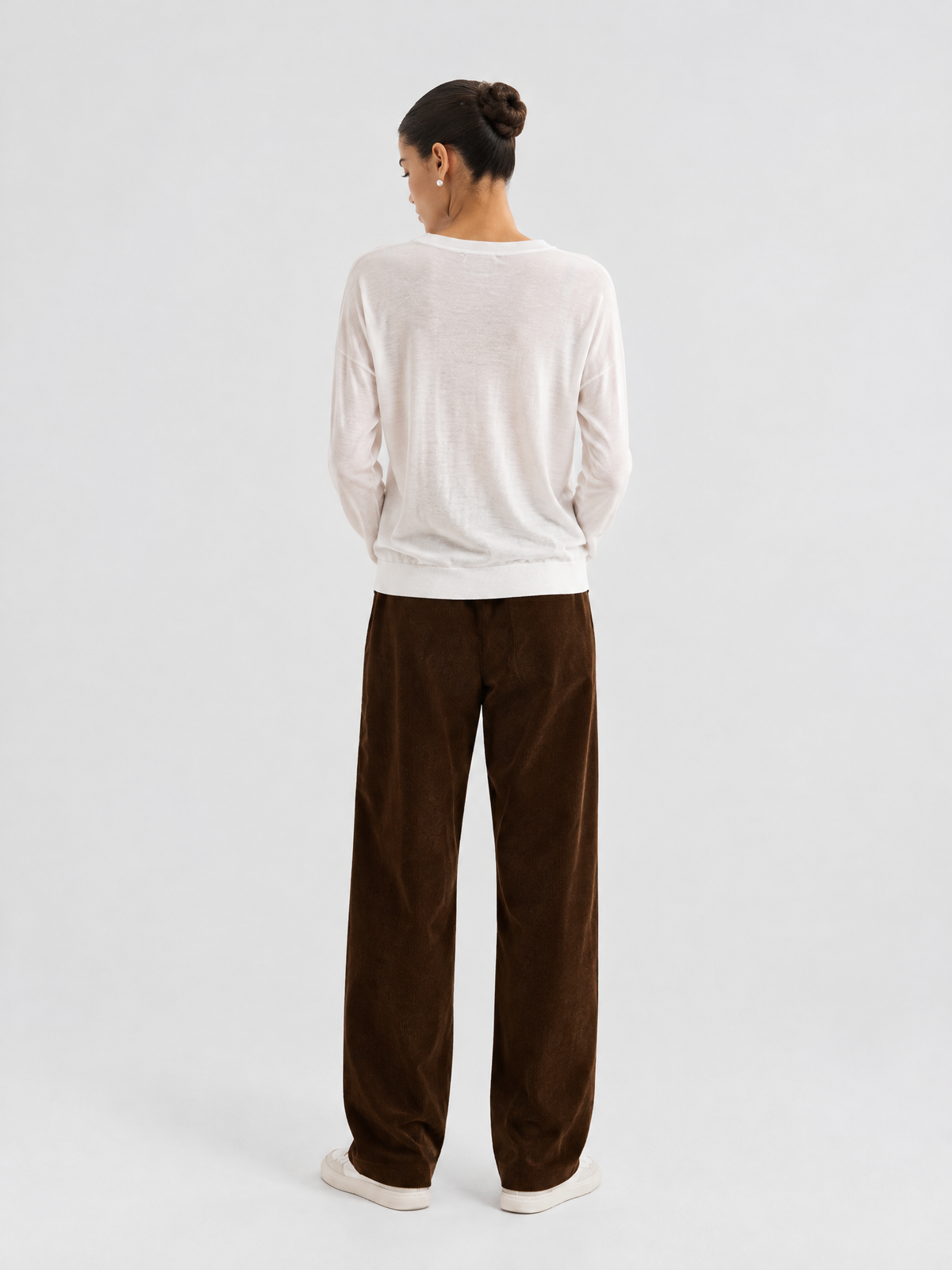 V-neck knit sweater — Back view