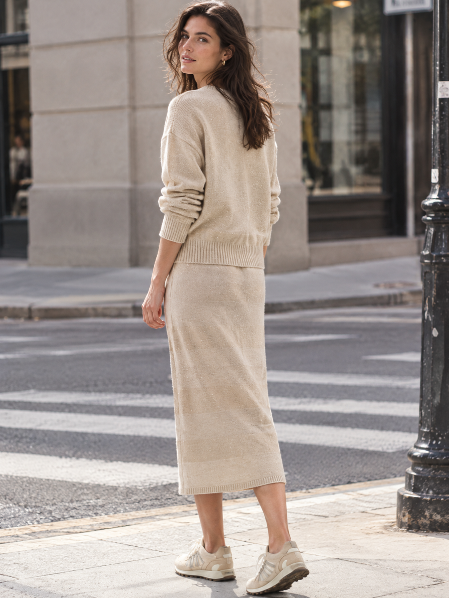 Knit midi skirt