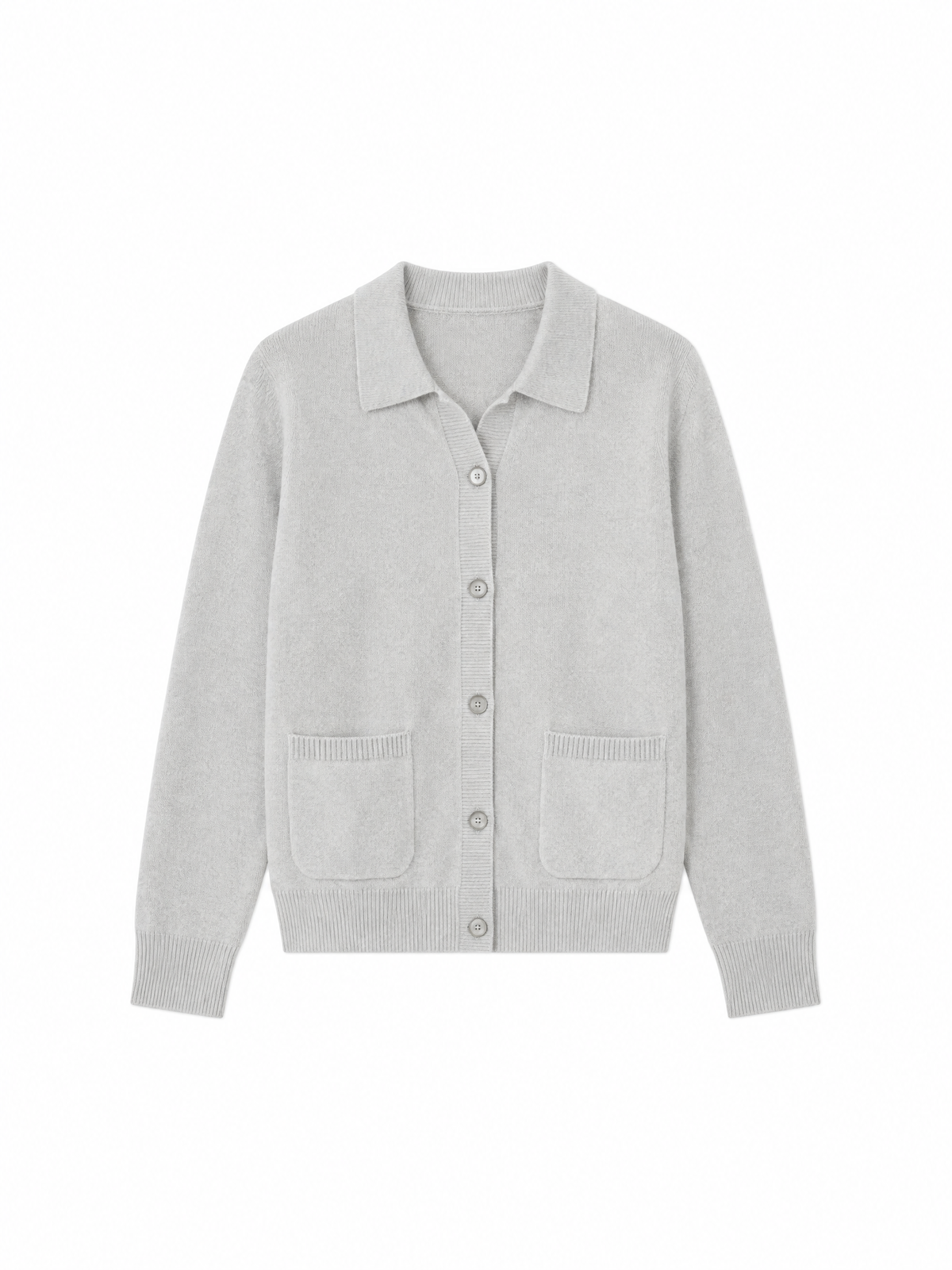 Polo-collar knit cardigan — Flat-lay view